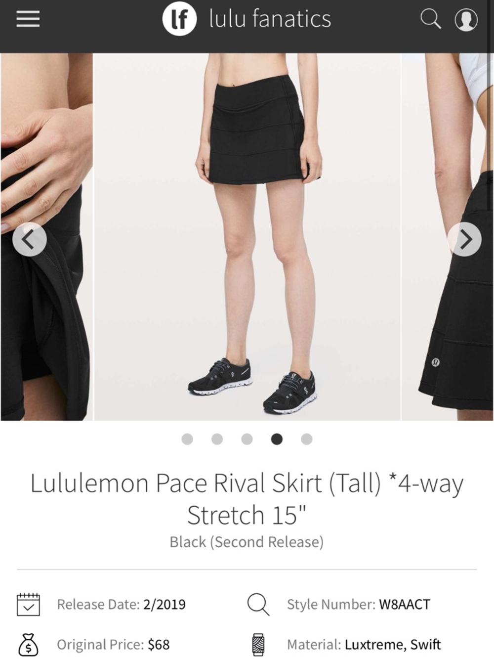 Lululemon Pace Rival Skirt